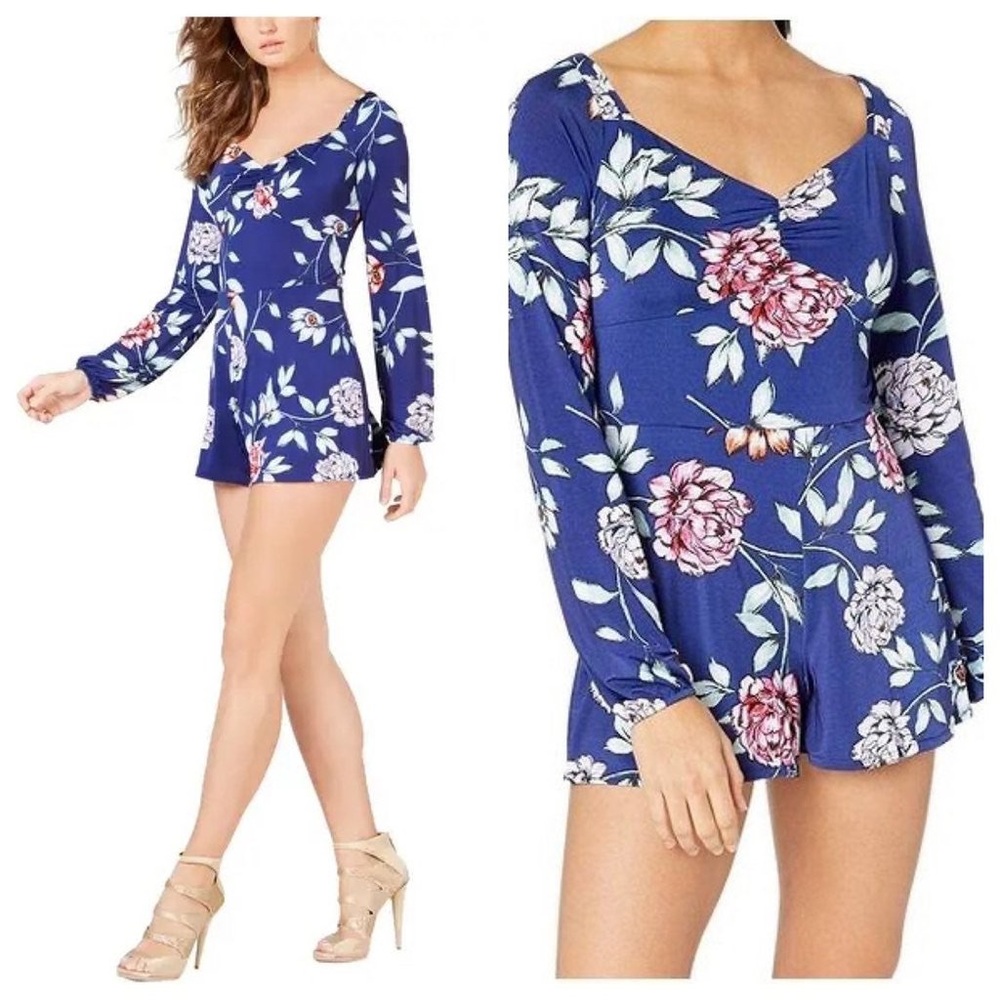 GUESS FLORAL ROMPER COSMIC DEEP INK - Picture 2 of 13